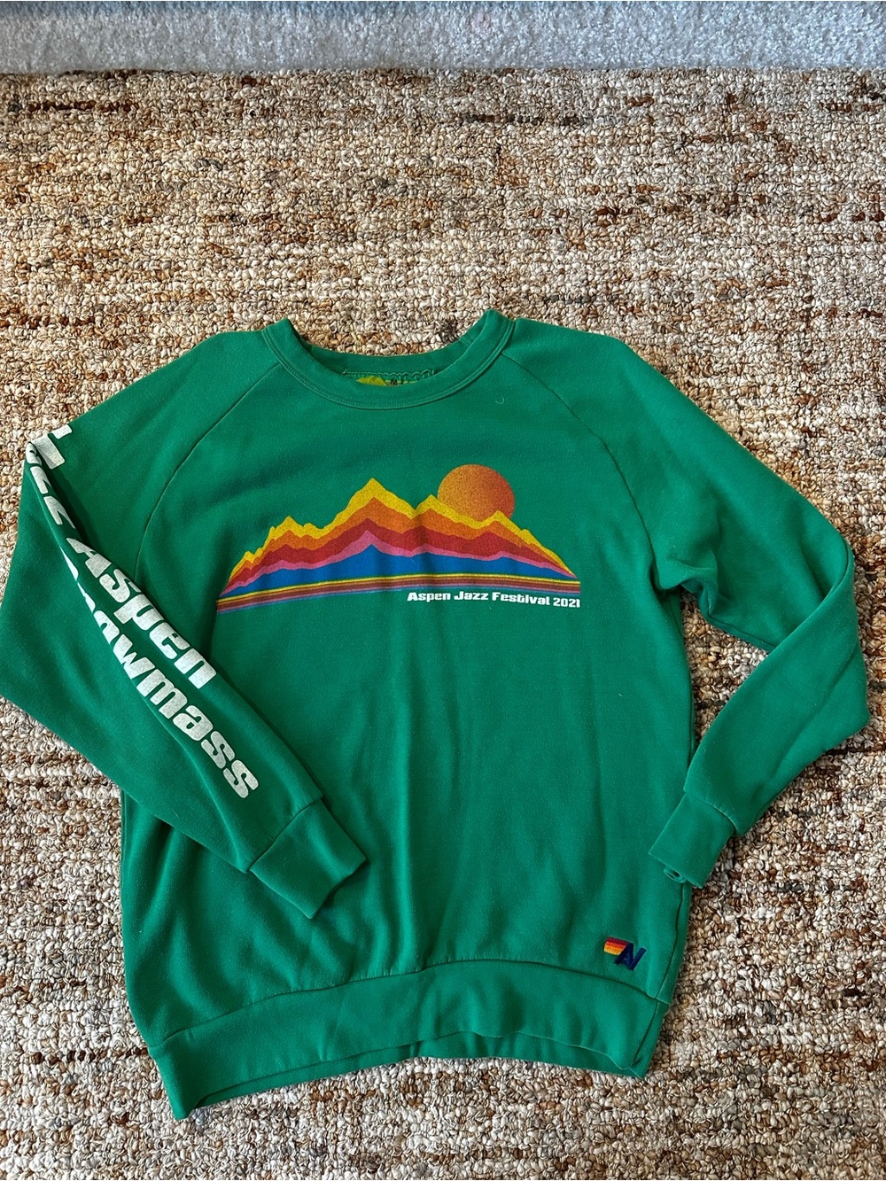 Rare Aviator Nation Green Mountain Sunset Graphic Crewneck